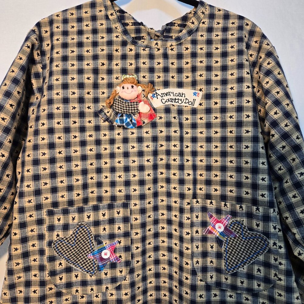 Vintage AMERICAN COUNTRY DOLL Handmade Blue/Mustard Heritage Cardigan Size S/M. - Picture 3 of 16